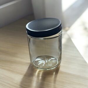 Glass Jar with Black Twist on Lid 3.5” Tall